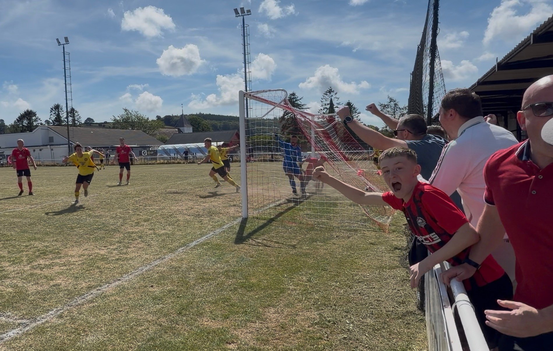 Celebrations after Osian Ellis gave Porthmadog the lead 