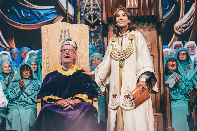 Crown winner Martin Huws with Archdruid Mererid Hopwood