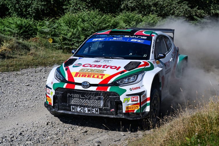 Meirion Evans and Dale Furniss in their Castrol Toyota GR Yaris Rally2