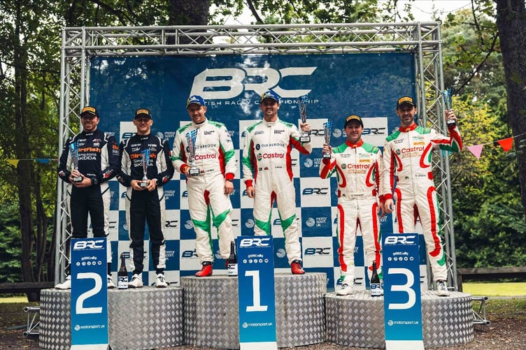 Osian Pryce, James Morgan, Meirion Evans and Dale Furniss on the podium