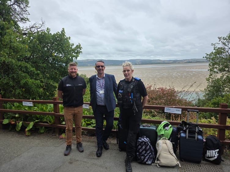Aberdyfi Outward Bound Trust Head of Centres, Al Crisp, PCC Andy Dunbobbin and PCSO Delyth Edwards.