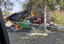 Council lawn mower catches fire