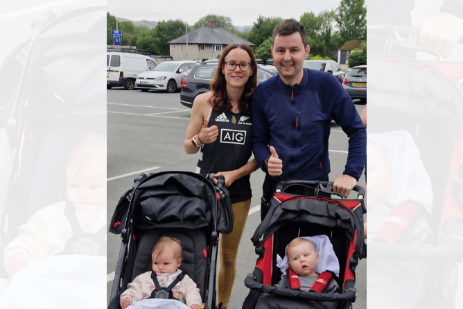 Huw and Catrin with their children, Elan and Idris