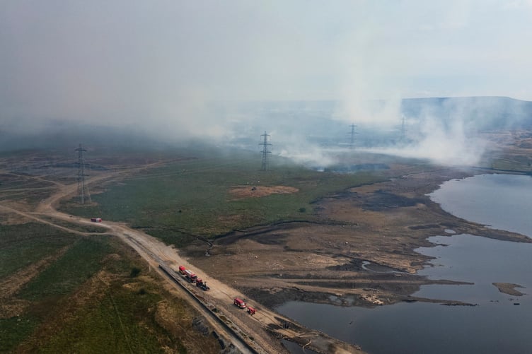 A moorland wildfire has been declared a major incident due the number of resources required to fight it, including a helicopter. It is helping crews who have been fighting the blaze near Llangynidr Reservoir, Ebbw Vale in Blaenau Gwent, since Saturday. 10 August 2026.