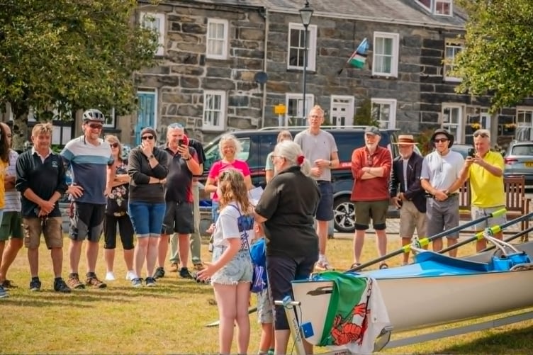 The quad scull was named 'Dwyryd' in a naming ceremony in Porthmadog