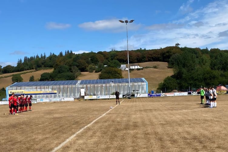 Lampeter AFC and Penrhyncoch Reserves came together before Saturday’s game to observe a minute’s silence in memory of Finlay Tarling