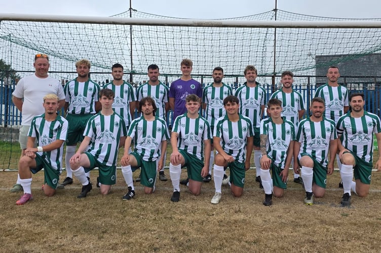 Tregaron in their new kit sponsored by Bryngwyn Stallions