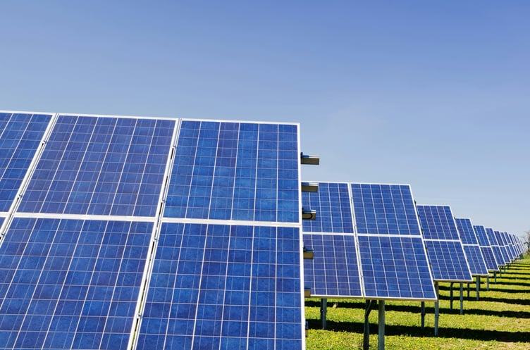A solar array on farmland