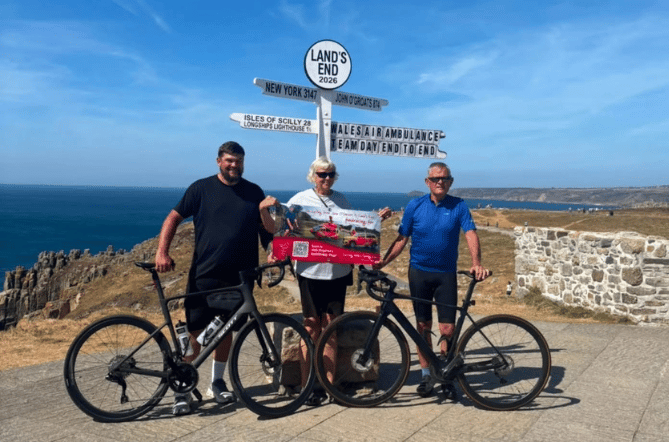 Stephen, Kate and Keiran at Land's End