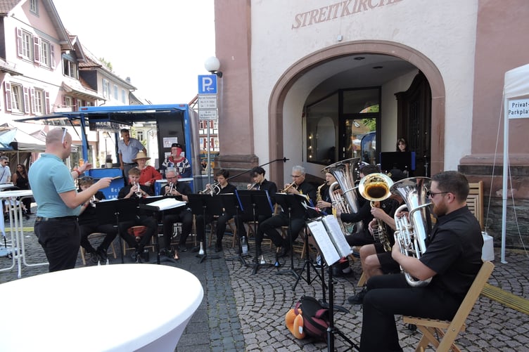 The Brass Band outside the Streitkirche at Tanzhaus. Photo: Chris Simpson
