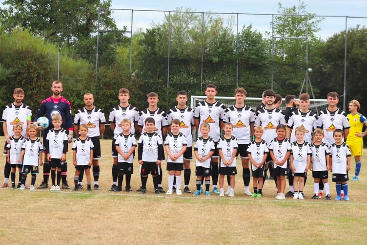 Pwllheli with their mascots before kick off