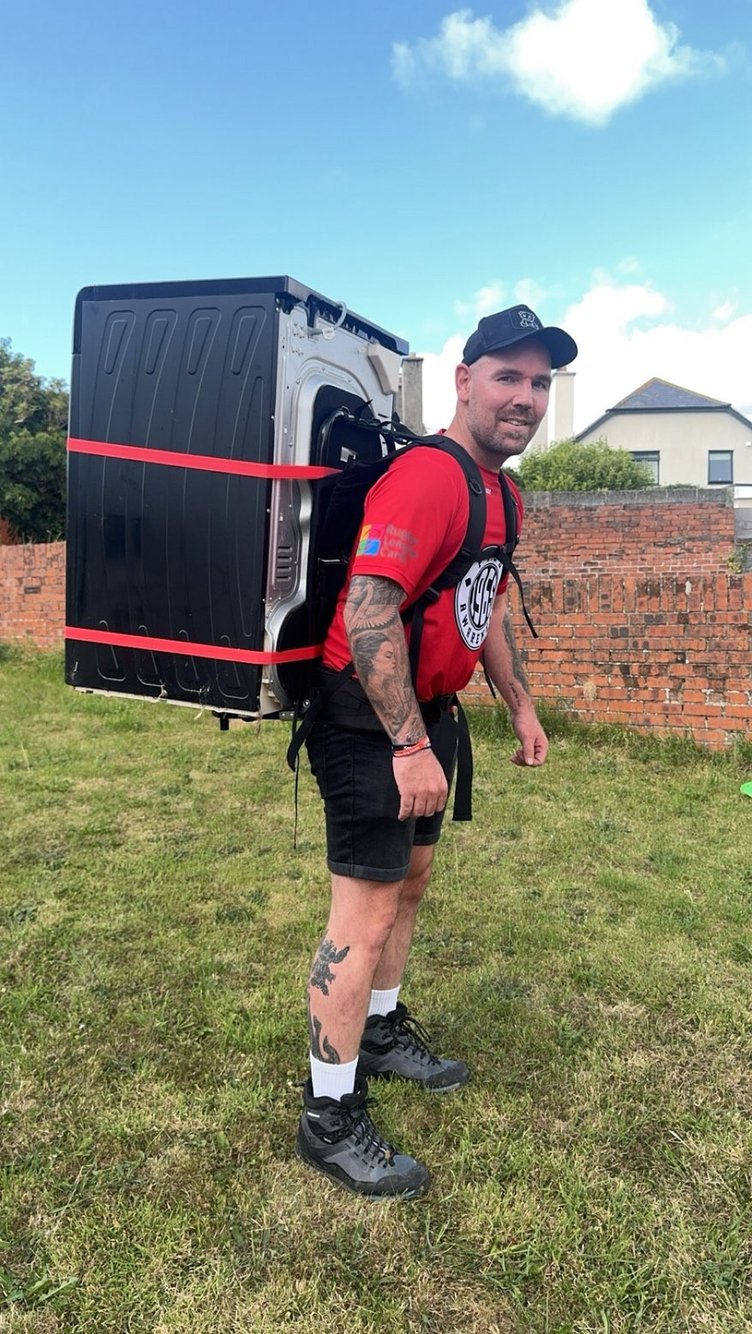 Gethin training with his tumble dryer