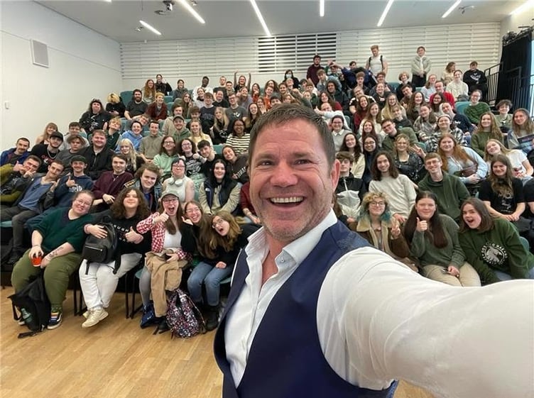 Steve Backshall at Bangor University. Photo: Bangor University
