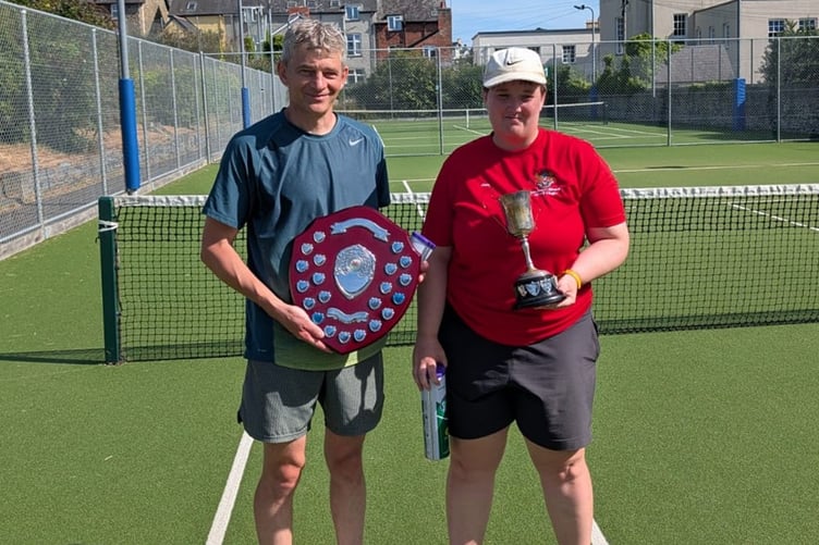 Winners of the 2026 Aberystwyth Whist Drive Tennis Tournament: Andrew Keen and Clem Brown