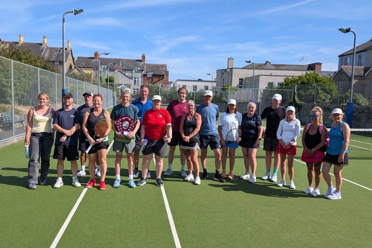 Some of the 22 participants in this year’s Aberystwyth Whist Drive Tennis Tournament