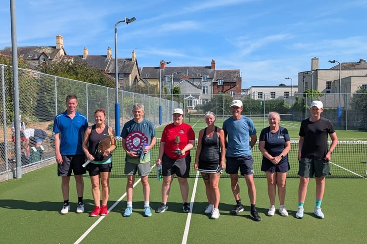 Finalists (left) and semi-finalists (right) of the 2026 Aberystwyth Whist Drive Tennis Tournament