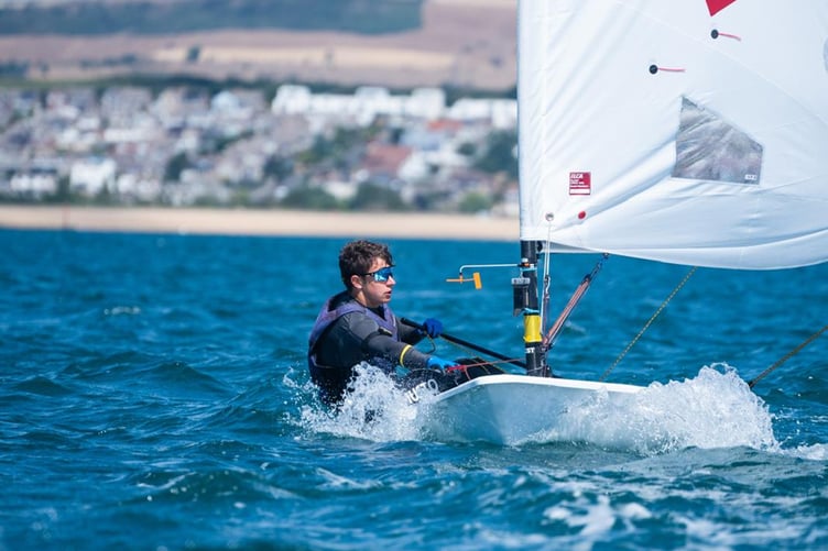 Steffan sailing at the ILCA National Championships this July in Weymouth & Portland National Sailing Academy