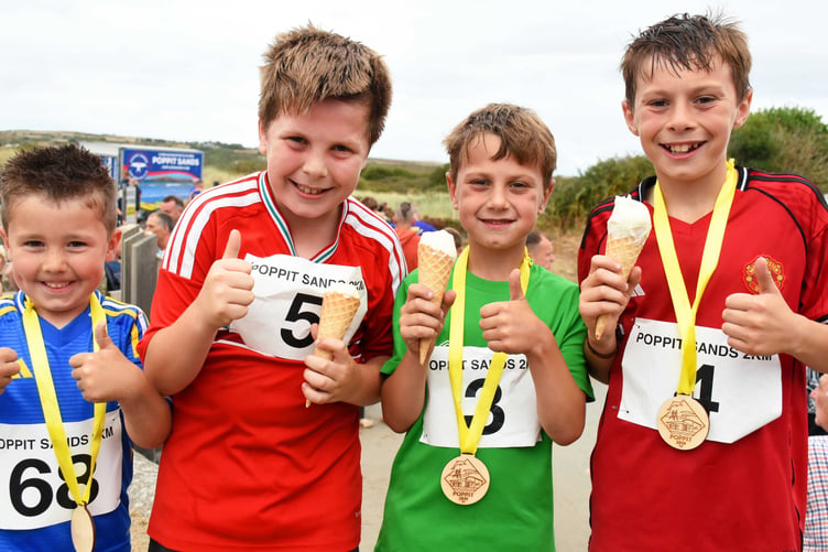 Junior racers celebrate with an ice cream