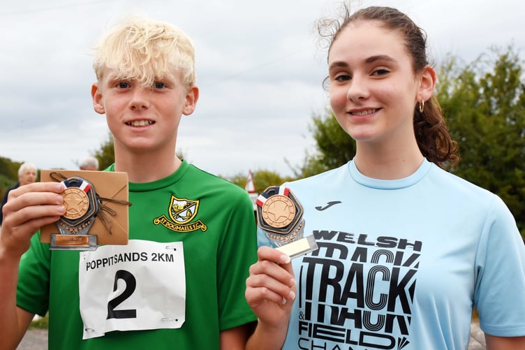 Junior race winners Will Evans and Betty Lancaster
