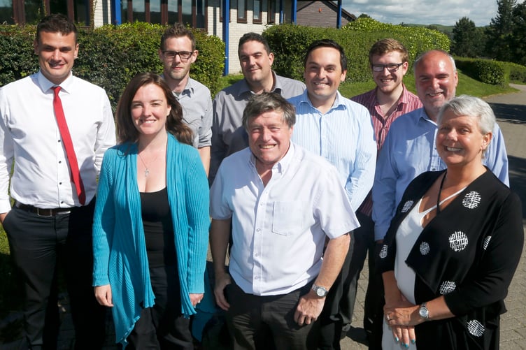 Photo Code 15DPJ25JUN0177 Photo Arwyn Parry Jones 25June15 Ref Bev/Simon; Norman Williams, with fellow Cambrian News Editorial Staff members.