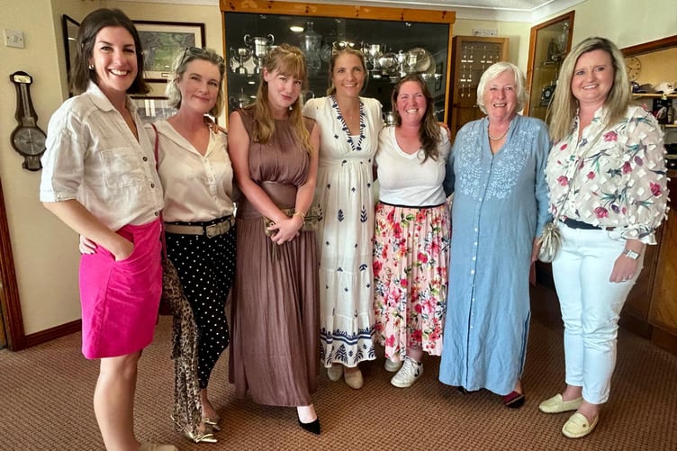 Reunion of golfers - Catherine Downes, Lisa Raw Rees, Rhian Raw Rees, Francesca Forman Hardy, Helen Seccombe, captain Jane Miller and Sarah Redley