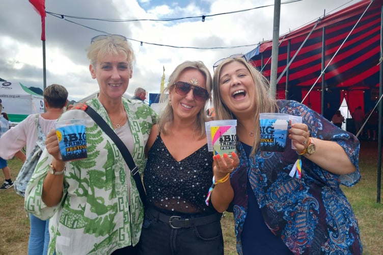 Delyth James, Claire Tongue and Ruth Owen get into the festival mood. Photo: Julie McNicholls Vale