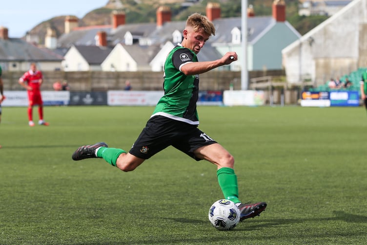 ABERYSTWYTH, WALES - 8 AUGUST 2026: Daniel Owen of Aberystwyth Town during the Novira Cymru South fixture between Aberystwyth Town & Treowen Stars at Park Avenue, Aberystwyth, Wales (Pic by Gruffydd Thomas/FAW)