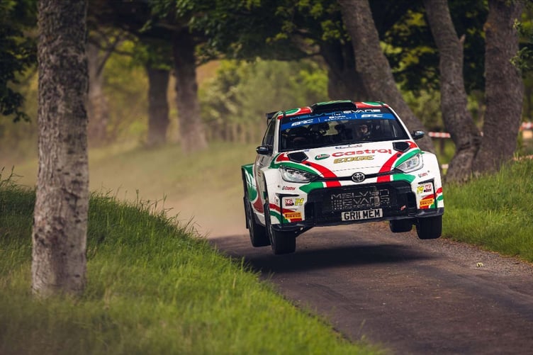Meirion Evans and Dale Furniss in their Castrol Toyota GR Yaris Rally2