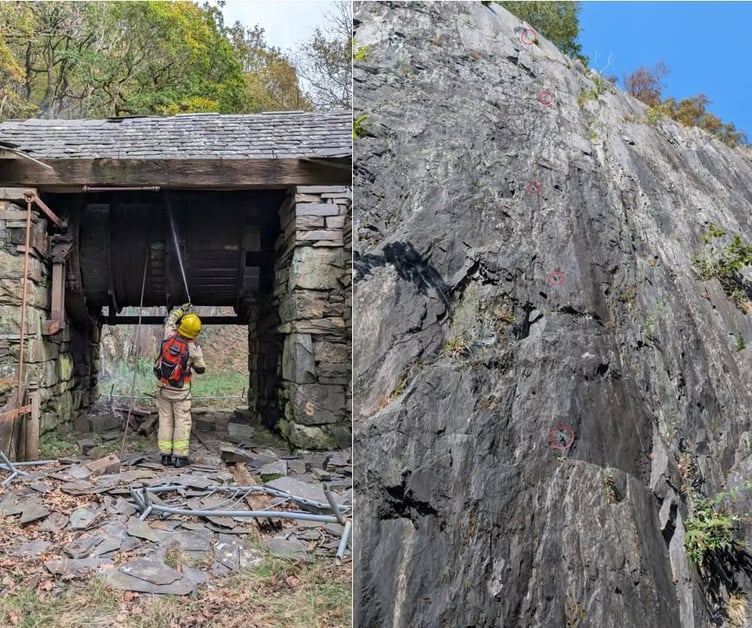 There have been repeated incidents of criminal damage, anti-social behaviour and arson in recent months at Gwynedd quarry. Photo: North Wales Police.