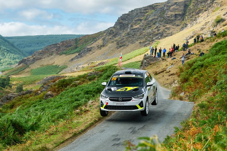Ioan Lloyd and Sion Williams in their factory Vauxhall Corsa Rally4
