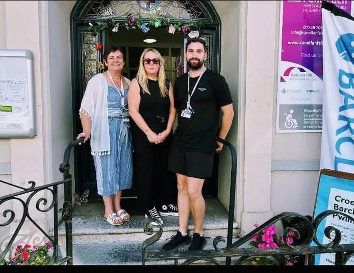 Support worker Debbie Hughes-Adams, Dawn Michelle Sweetman-Jones, and Jake Taylor support worker/counsellor