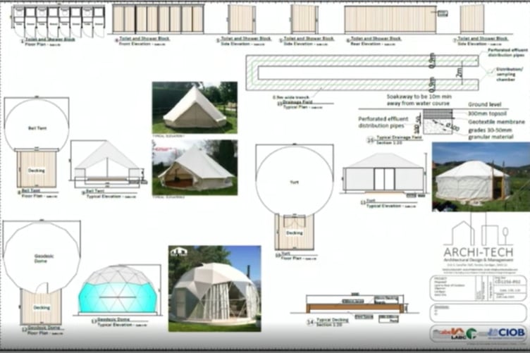 Zoe Delaney is seeking permission for a change of use of land to a tourism site of two geodesic domes, two yurts and two bell tents on land north of Cwm Plysgog,