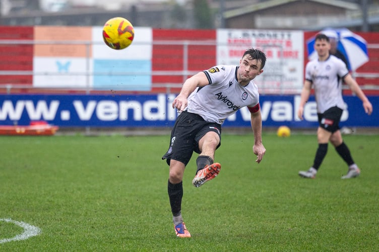 BRITON FERRY, WALES - 21ST FEBRUARY 2026:
Nathan Burke of Bala Town in action.
Briton Ferry Llansawel v Bala Town in the JD Cymru Premier at Old Road on the 21st February 2026. (Pic by Lewis Mitchell/FAW)