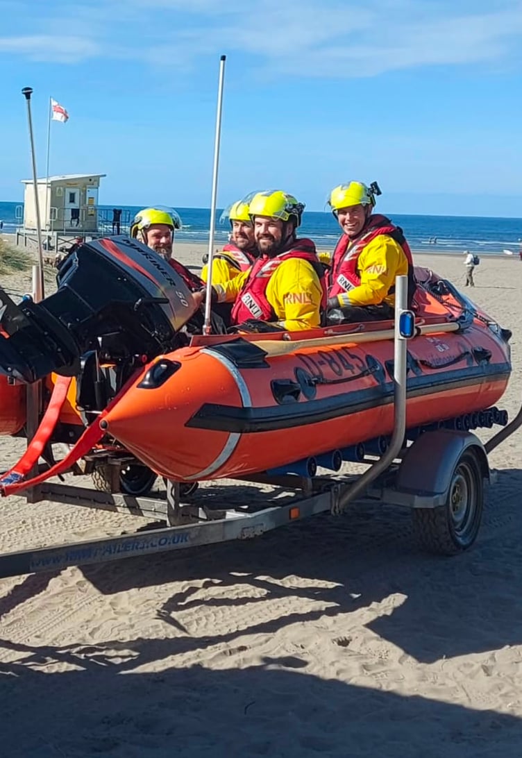 Luke at the forefront pictured on his first shout with fellow volunteer crew