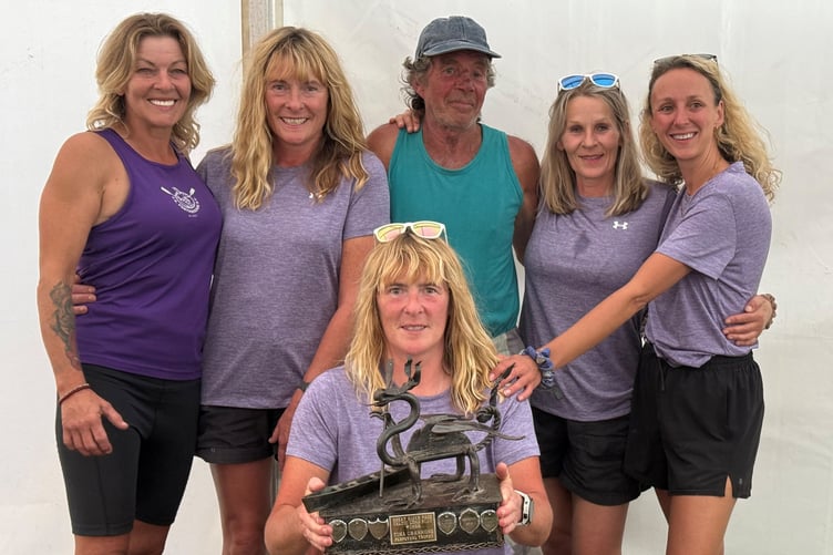 Clwb Rhwyfo Porthmadog's victorious women's Celtic longboat crew