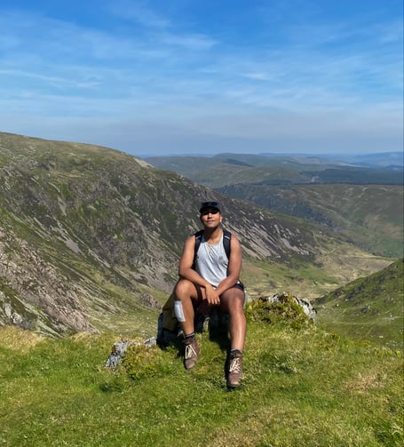 Aberystwyth Town Councillor Nishant Chandolia during a previous mountain hike
