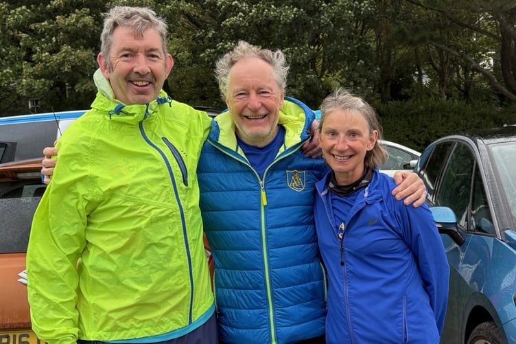 Deian, Clive and Helen all smiles at Dale