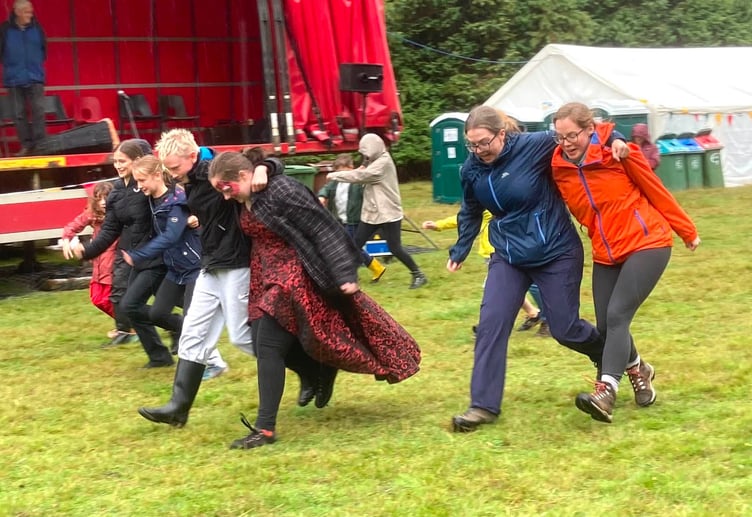 The 3-legged race, with Monarch Monty out in front!