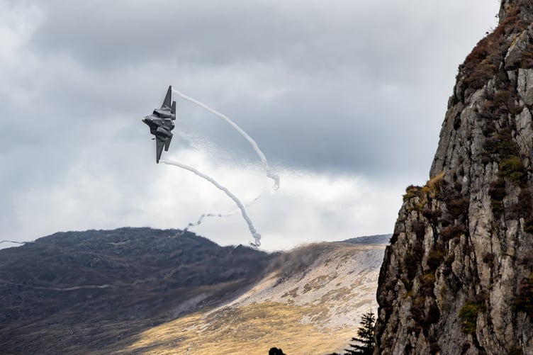 Jason saw USAF F-15E and USAF F-35 fighter jets from RAF from Lakenheath. //A photographer's first visit to the famous Mach Loop has resulted in jaw-dropping pictures. Jason Roach was on holiday when he took his photography gear to the network of Welsh valleys used by warplanes for high-speed, low-level flight training. His pictures from Saturday (19/8) include RAF Typhoons and US Air Force jets zooming past his hill-top position. Jason, from Stanley, County Durham, said: "This was my first time at the Mach Loop whilst on holiday in the area. I got lucky on that day with, I think, fifteen aircraft passes in total."