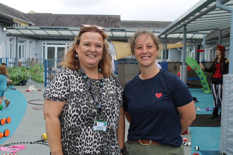 Cllr Menna Trenholme, Cabinet Member for Children and Family Support, and Sioned Ann Owen, Early Years Service Manager