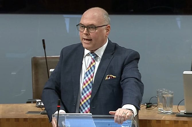 Paul Davies MS talking in Senedd