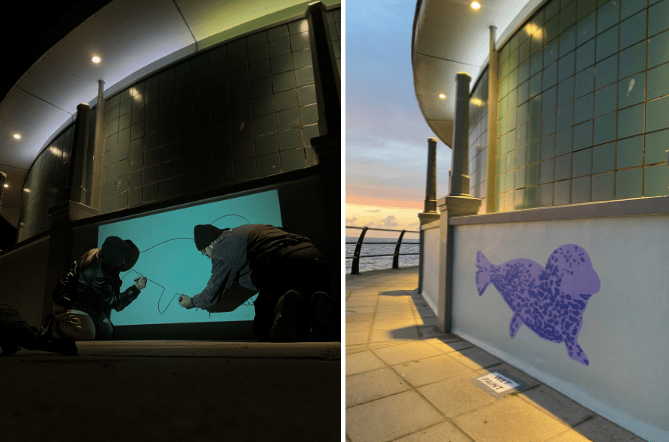 Left: Creating the seal. Right: The finished seal