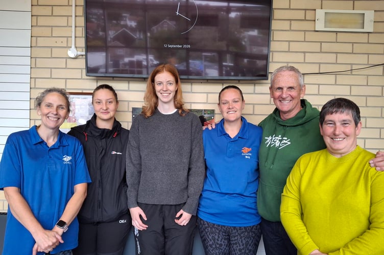 Some of the swimmers who took part in the past versus current ADASC swimmers relay