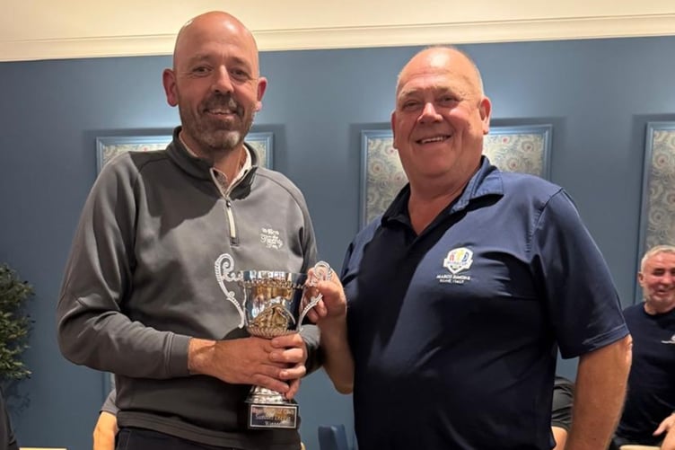 Rhydian Morgan with past captain Donald Lloyd.