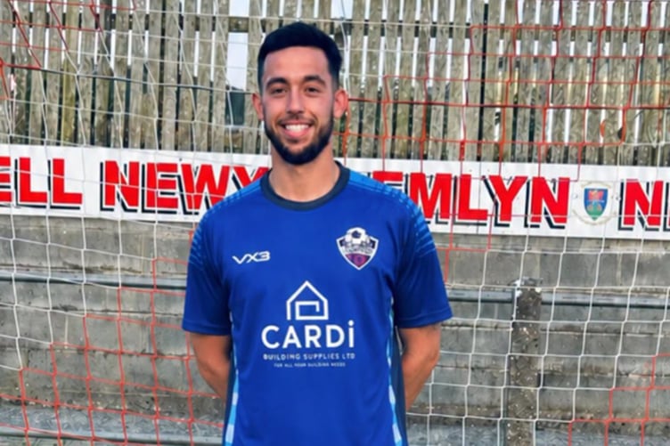 Liam Doherty scored twice for Llechryd against Dewi Stars