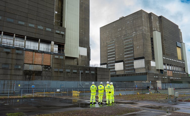Members of the project looking out across the Trawsfynydd reactor building