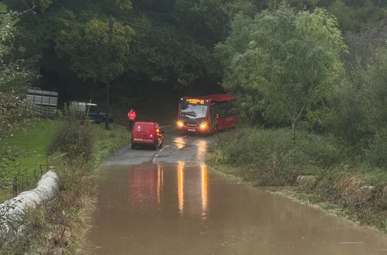 Natural Resources Wales is urging residents to check their flood risk and prepare for possible flooding as wetter weather approaches this autumn and winter. Pictured is flooding near Presteigne in 2024