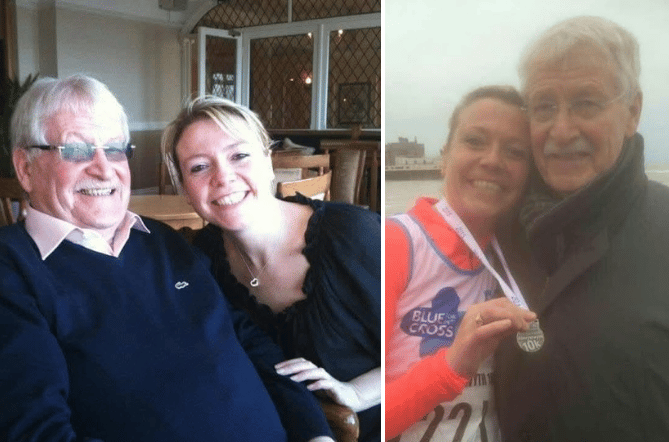 Carl and Elizabeth Williams. The picture on the right was taken after the Aber 10k in 2015
