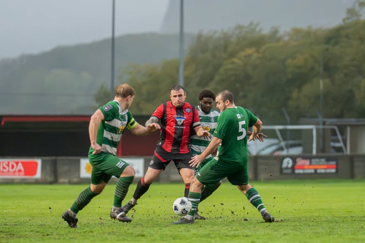 Action in the Porthmadog v Brickfield Rangers game