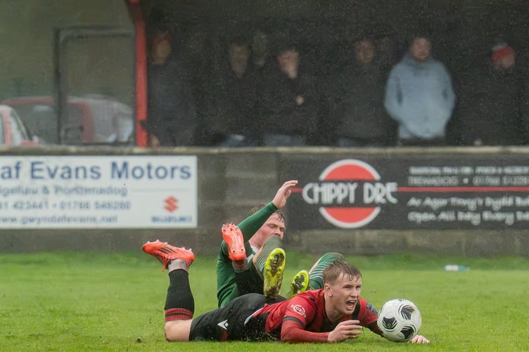 Action in the Porthmadog v Brickfield Rangers game